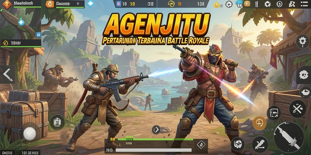 Screenshot gameplay AGENJITU menampilkan aksi seru dalam pertempuran Battle Royale.