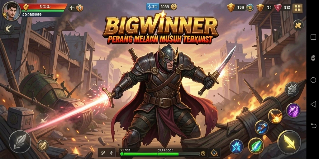 Tangkapan layar menunjukkan aksi pertarungan sengit di BIGWINNER.