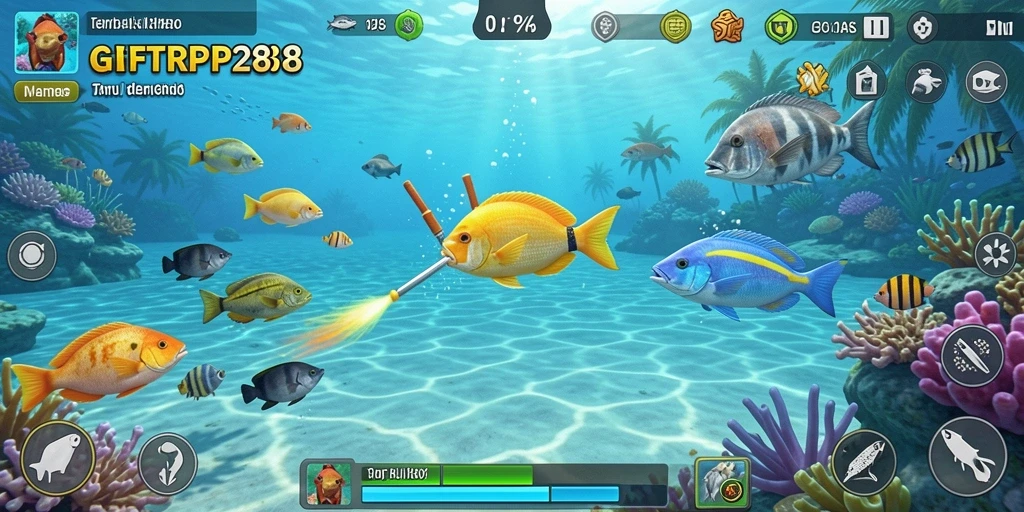 Screenshot gameplay <strong>GIFTRP288</strong> menampilkan aksi seru menangkap ikan.