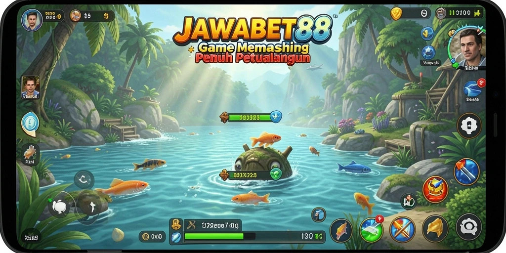 Tampilan gameplay JAWABET88 yang menampilkan aksi memancing yang seru.