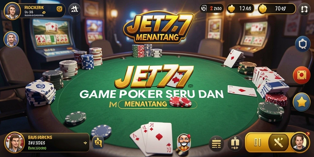 Screenshot JET77 menunjukkan momen seru permainan Poker.