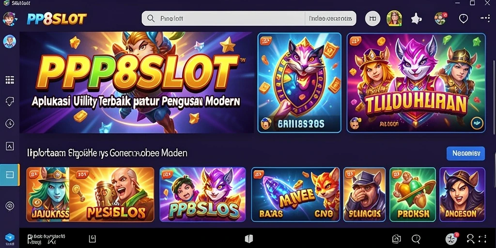 Tampilan screenshot utama PP8SLOT dengan berbagai fitur Utility.