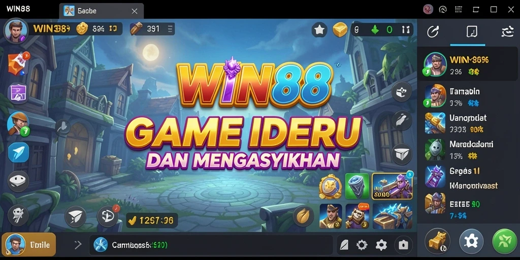 Screenshot gameplay <strong>WIN88</strong> menampilkan karakter yang sedang mengumpulkan item.