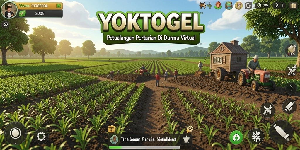 Tampilan gameplay YOKTOGEL dengan kegiatan bertani yang seru.