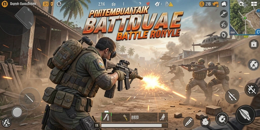 Gameplay seru Z18 dalam pertempuran Battle Royale yang intens.